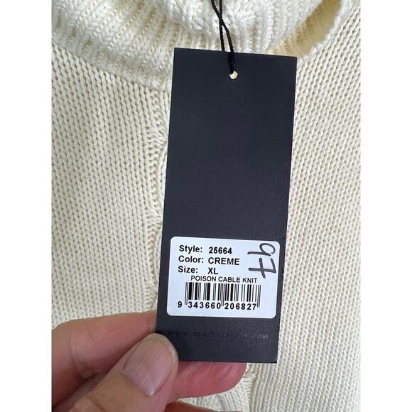 NWT Free People x One Teaspoon Poison Cable Knit Sweater in Creme Size XL - Picture 7 of 10